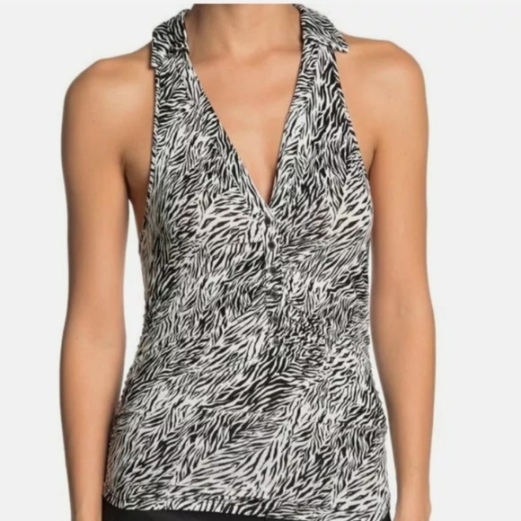 Free people sleeveless collar black and white - Picture 1 of 8